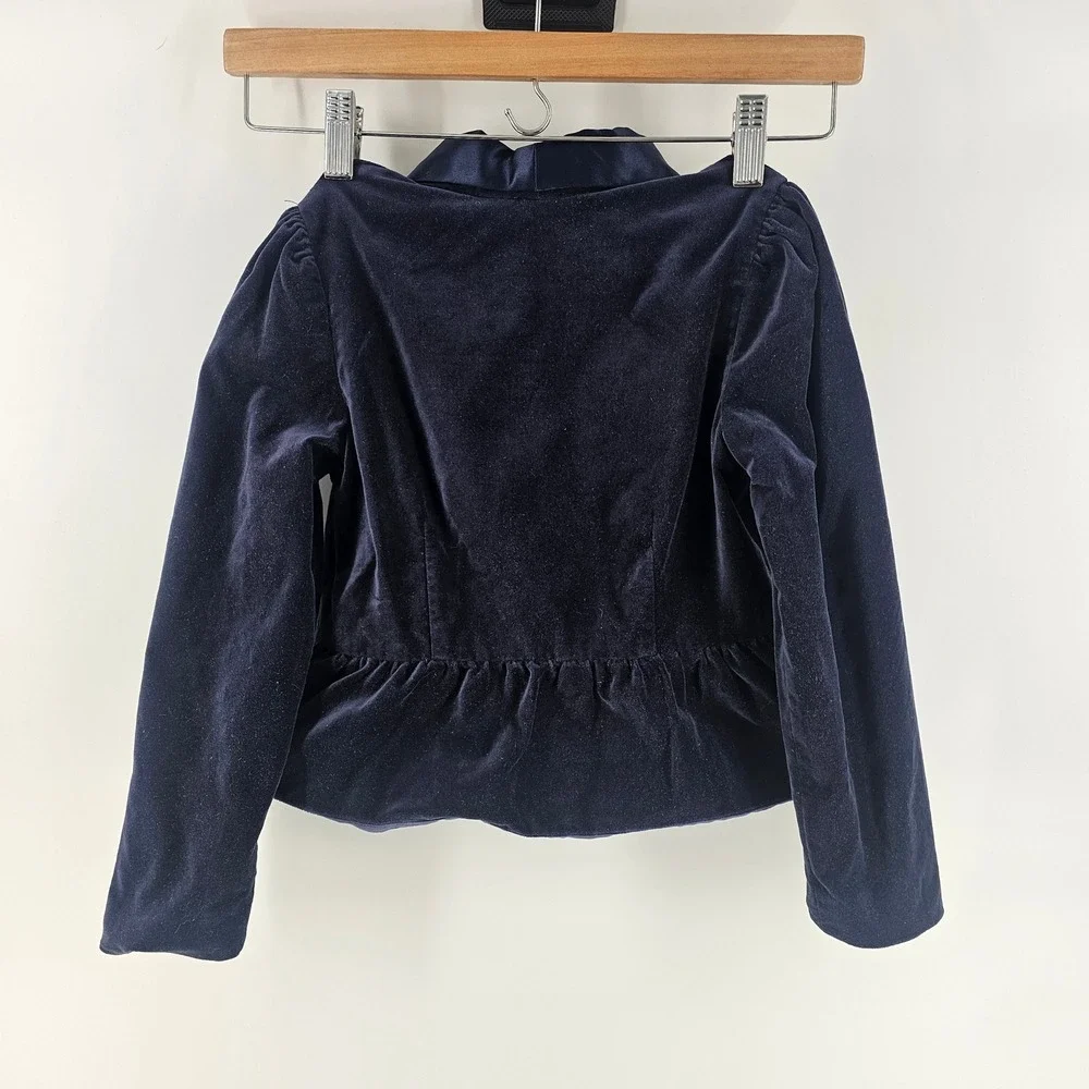 Janie and Jack Blazer Girls 7 Navy Velvet Peplum Tuxedo Holiday Formal Party